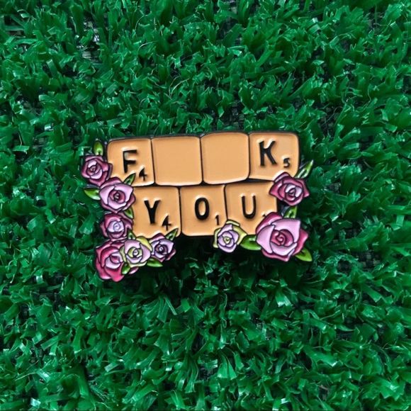 F You Scrabble Words Enamel Pin/ Brooch - Picture 6 of 6